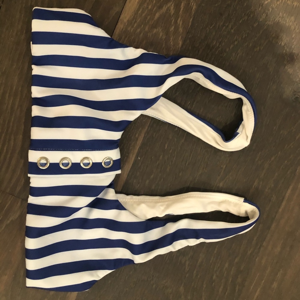 Kendal and Kylie blue striped bikini top